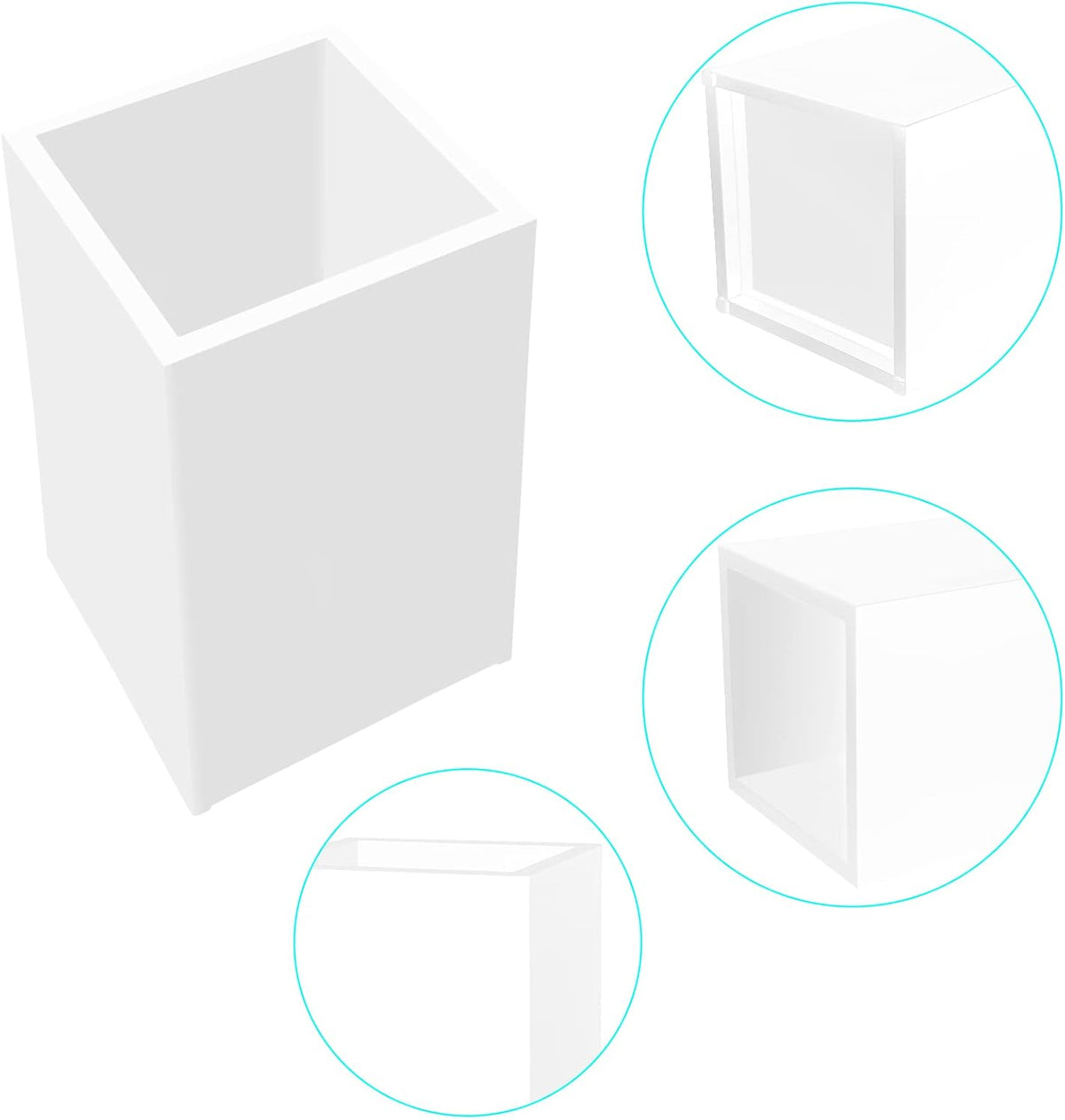 White Acrylic Pencil Pen Holder Cup 2 Pack,Desk Accessories Holder,Makeup Brush Storage Organizer,Modern Design Desktop Stationery Organizer for Office School Home Supplies,2.6x 2.6x 4 inches