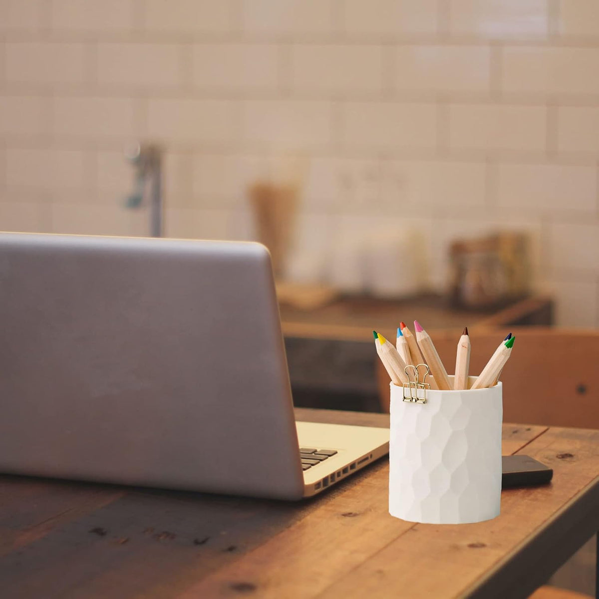 minimaliving Pen Holder,Nordic Style Silicone Waterproof Pencil Holder for Desk Simple&Modern Minimalist Makeup Organizer Multifunctional Office Supplies for Home,Kids and School(Beige)