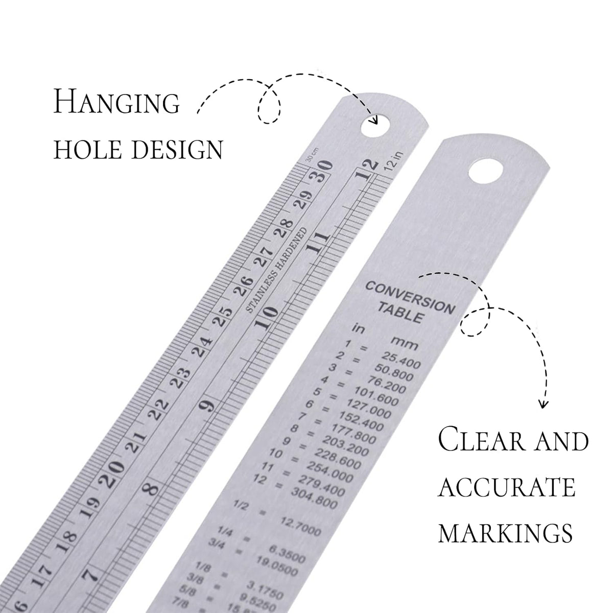 Metric Ruler,Ruler 12 Inch,Metal Steel Ruler for Home Office Study 1 Psc