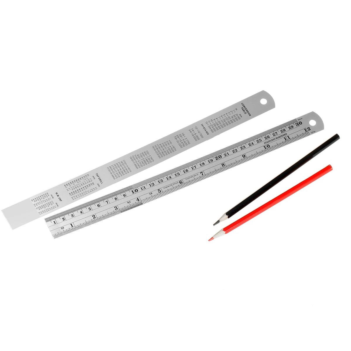 3PCS 12 Inch Metal Ruler,Stainless Steel Rulers with Inch and Metric Graduations ,Suitable for Engineering Drawings and Offices Family