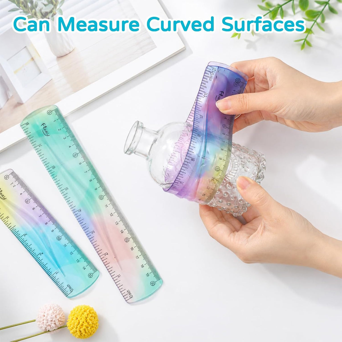 3 Pcs Flexible Ruler 6Inch 8Inch 12Inch Soft Plastic Ruler