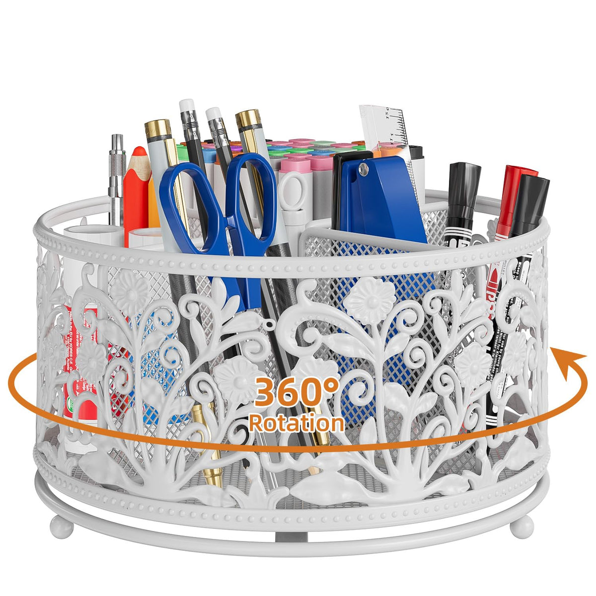 EKNITEY Pencil Pen Holder For Desk - 360° Rotating Pencil Cup Organizer