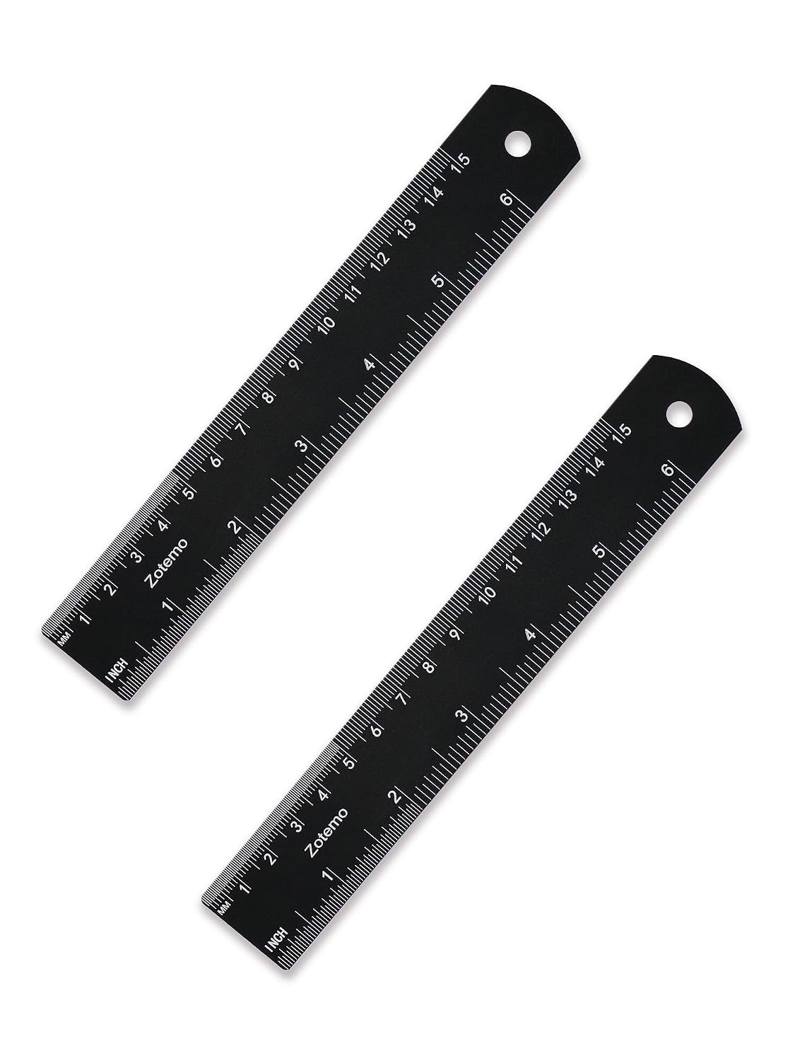 6 Inch Metal Ruler Set - Dual Scale Metric & Imperial,150 mm Straight Edge Rule, Laser Engraved, Edge-to-Edge Measuring for School, Geometry, Crafting & Gifts (2-Pack)
