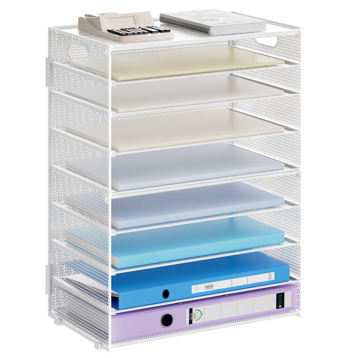 Marbrasse 6 Tier Paper Organizer Letter Tray - Mesh Desk File Organizer with Handle, Paper Sorter Organizer for Letter/A4 Office File Folder Holder - Black