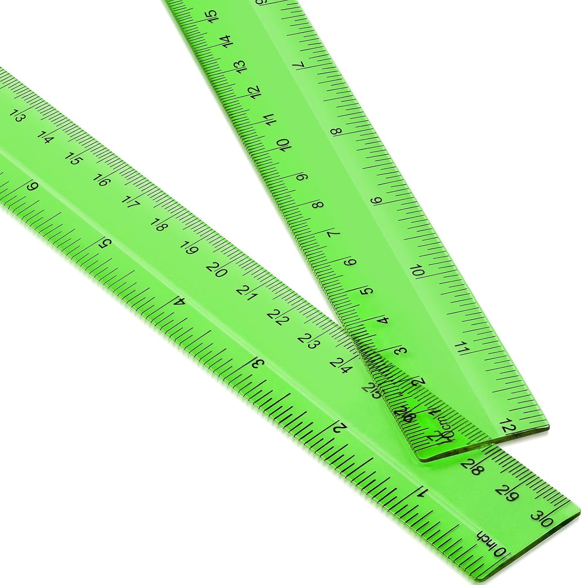 EBOOT 2 Pack Plastic Ruler Straight Clear Measuring Tool, Green, 12 Inch