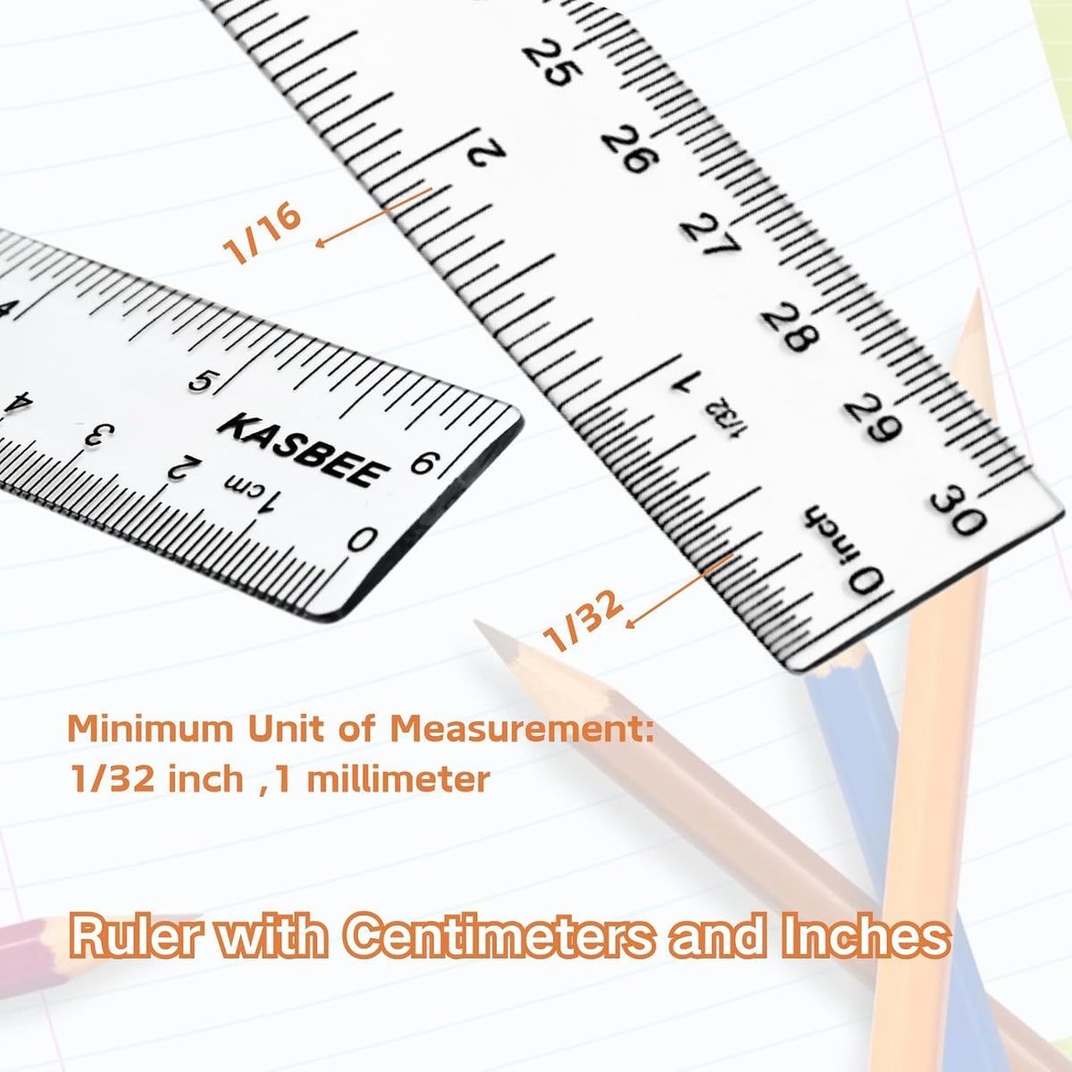 Clear Plastic Ruler 6 Inch, 12 Inch, Straight Rulers for School, Office