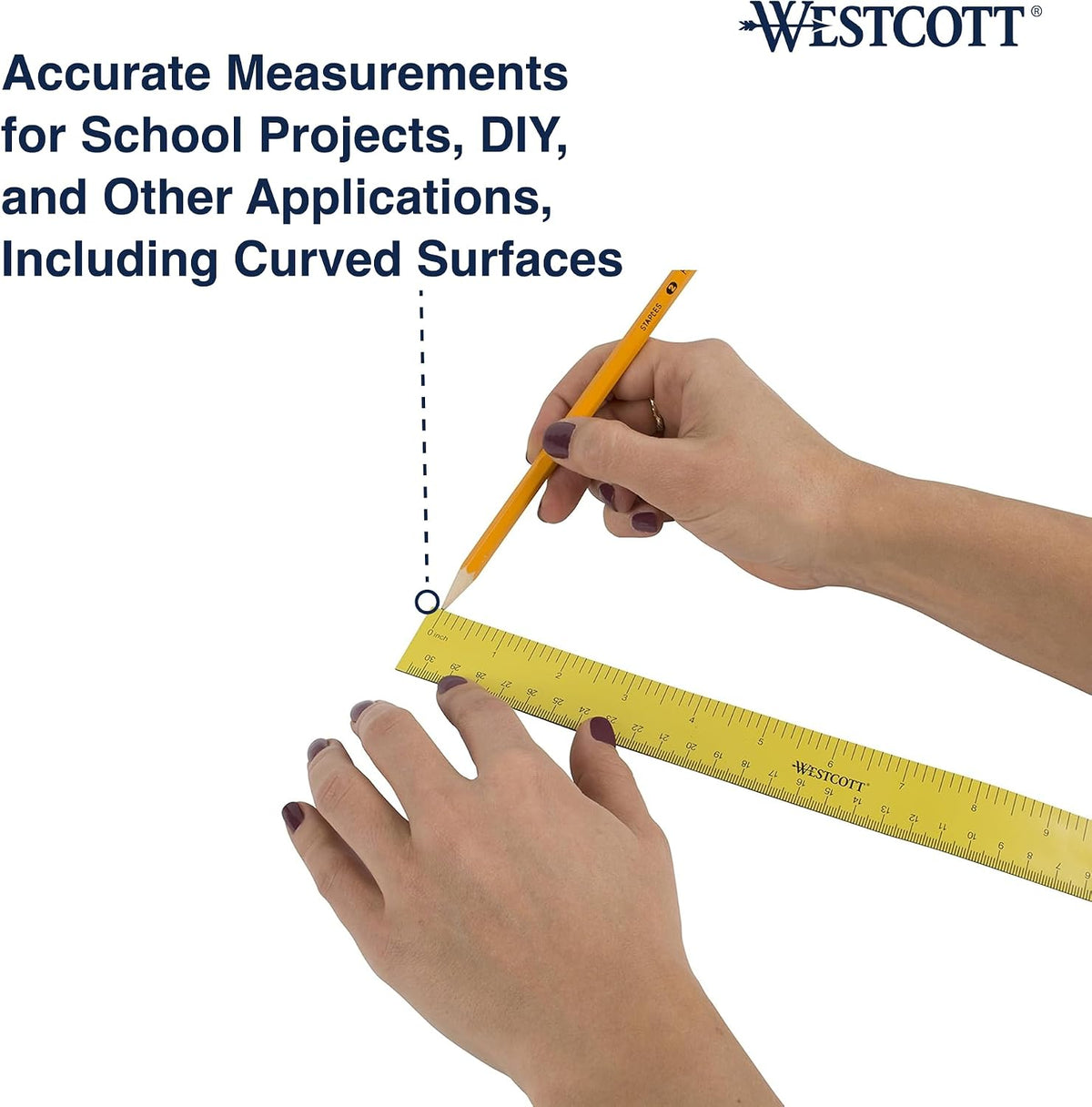 Westcott 12 inch Magnetic Flexible Rulers (3 Pack), Yellow, for School, Office, Crafts and DIY, Measuring Tools for Students and Adults