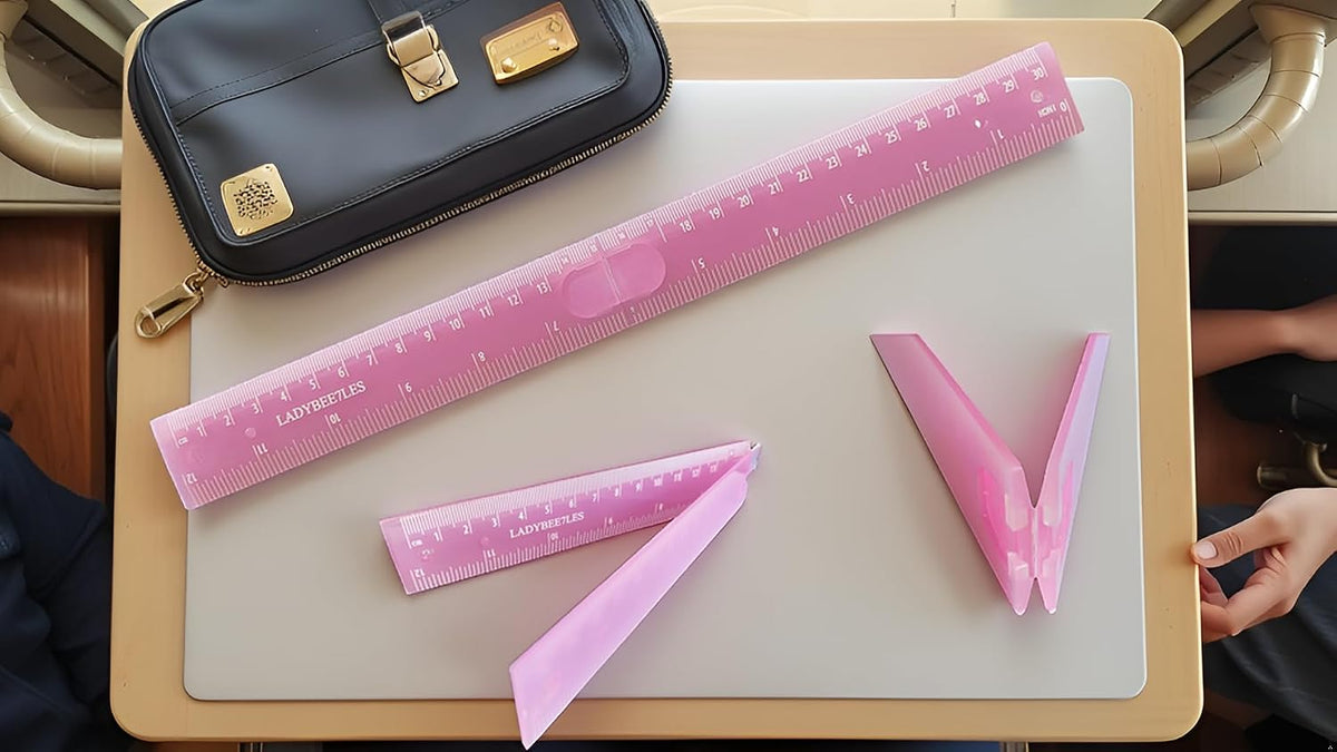 Innovative Design Folding Ruler Pack/1, unfolds to a Length of 30cm (12"), When Folded, it conveniently Reduces to a Compact Size of 15cm(6 "), Pink Ruler 12", Portable and Easy to Carry