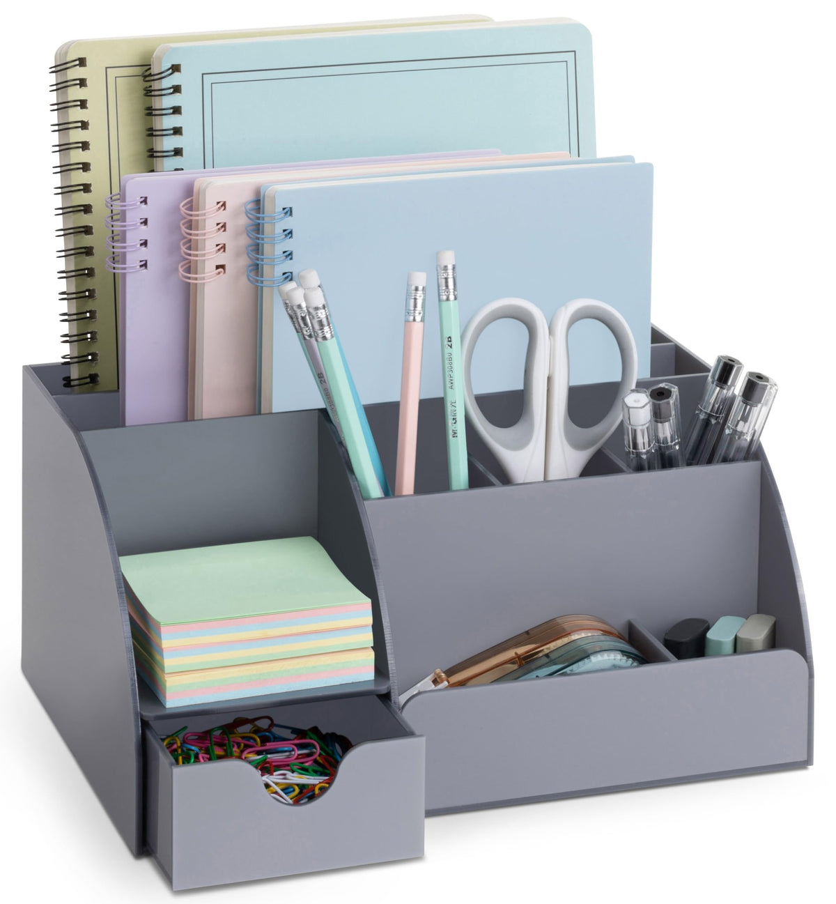 My Space Organizers Clear Acrylic Desk Oganizer, 9 Compartments, Office Supplies and Desk Accessories Organizer, Home Decor Desktop Organizer (Clear)