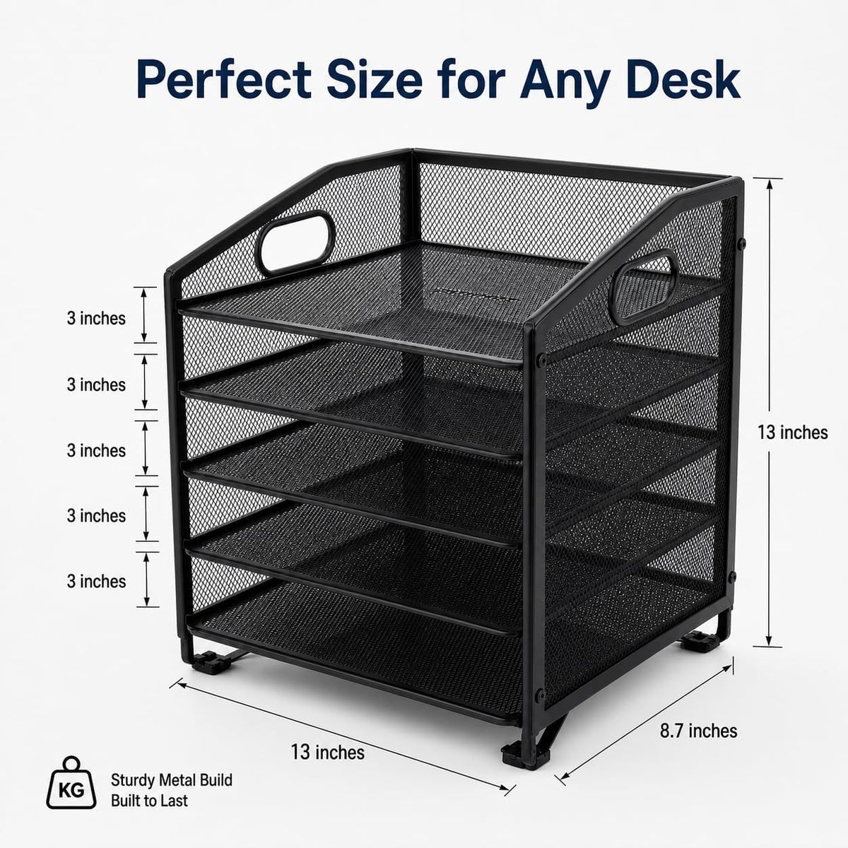 Ekisemio 5-Tier Desk Organizers and Accessories, Paper Letter Tray Organizer with File Holder, Desktop Organizer for Office Supplies, Black