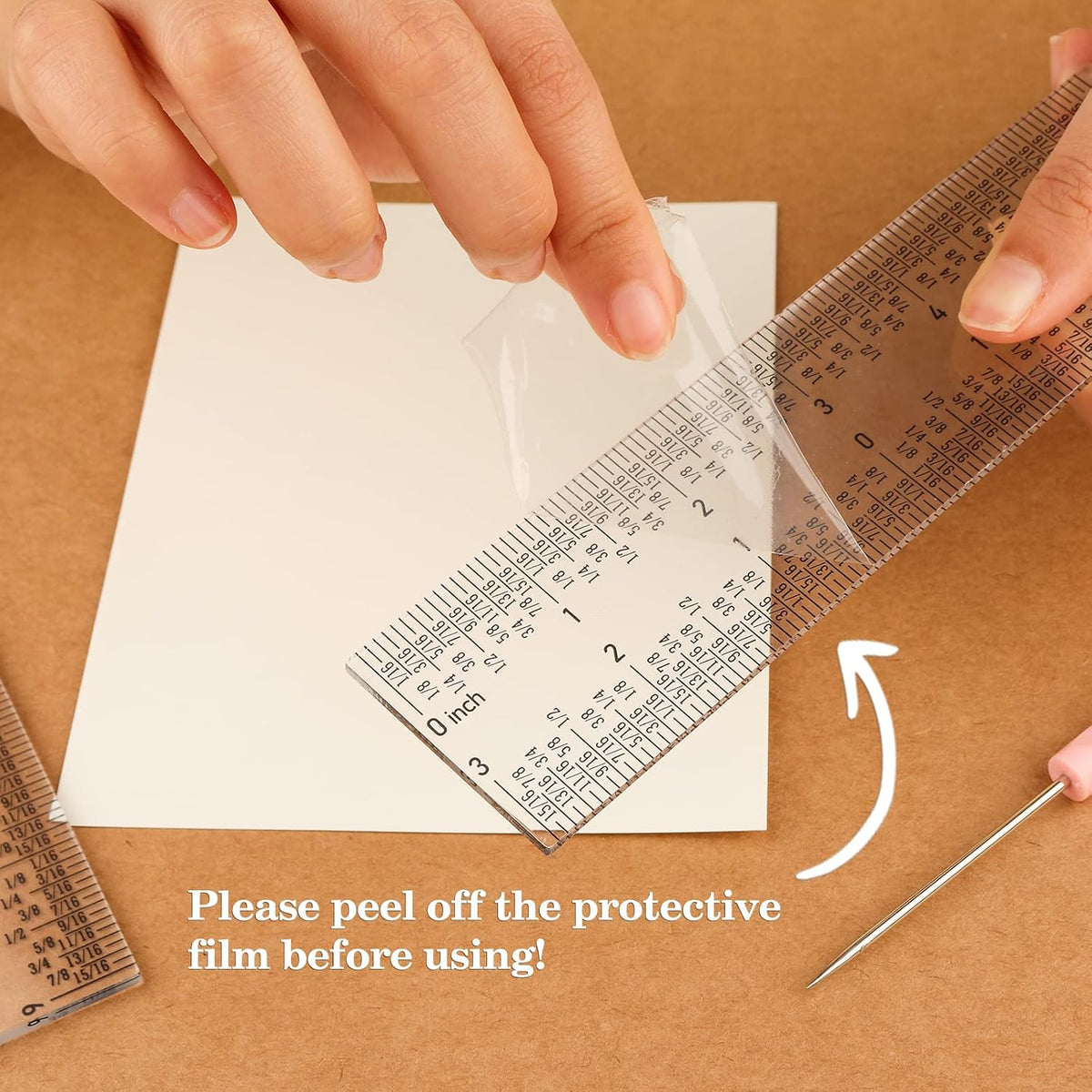 2 Pcs 12" / 30cm T Ruler and Zero-Centering on the Bottom and Standard 12 inch Measurements Ruler for Paper Crafting Card Making Drafting Drawing