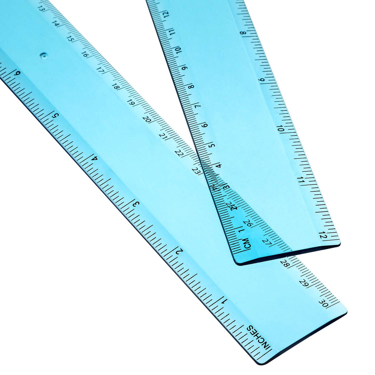 EBOOT 2 Pack Plastic Ruler Straight Clear Measuring Tool, Green, 12 Inch