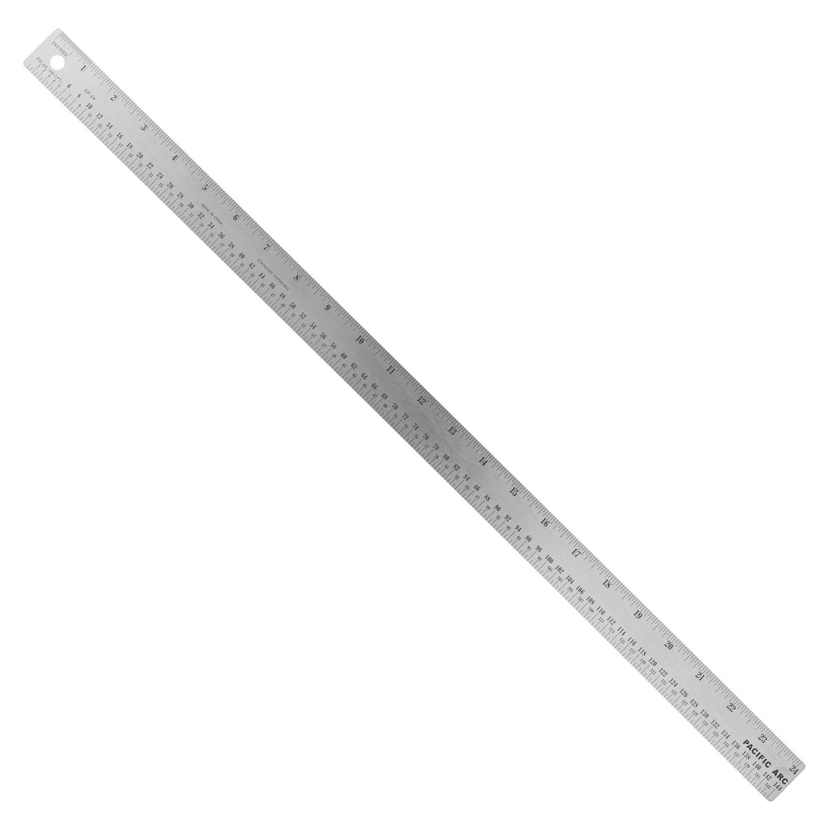 Pacific Arc Stainless Steel Ruler with Inch and Pica Measurements, 18 Inches Rubber Backed