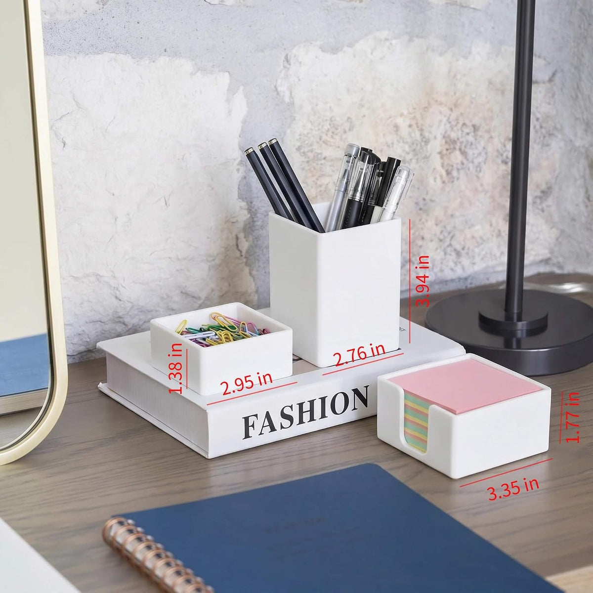 Silicone Pen & Pencil Holder Set, 3-Piece Desk Organizer, Black