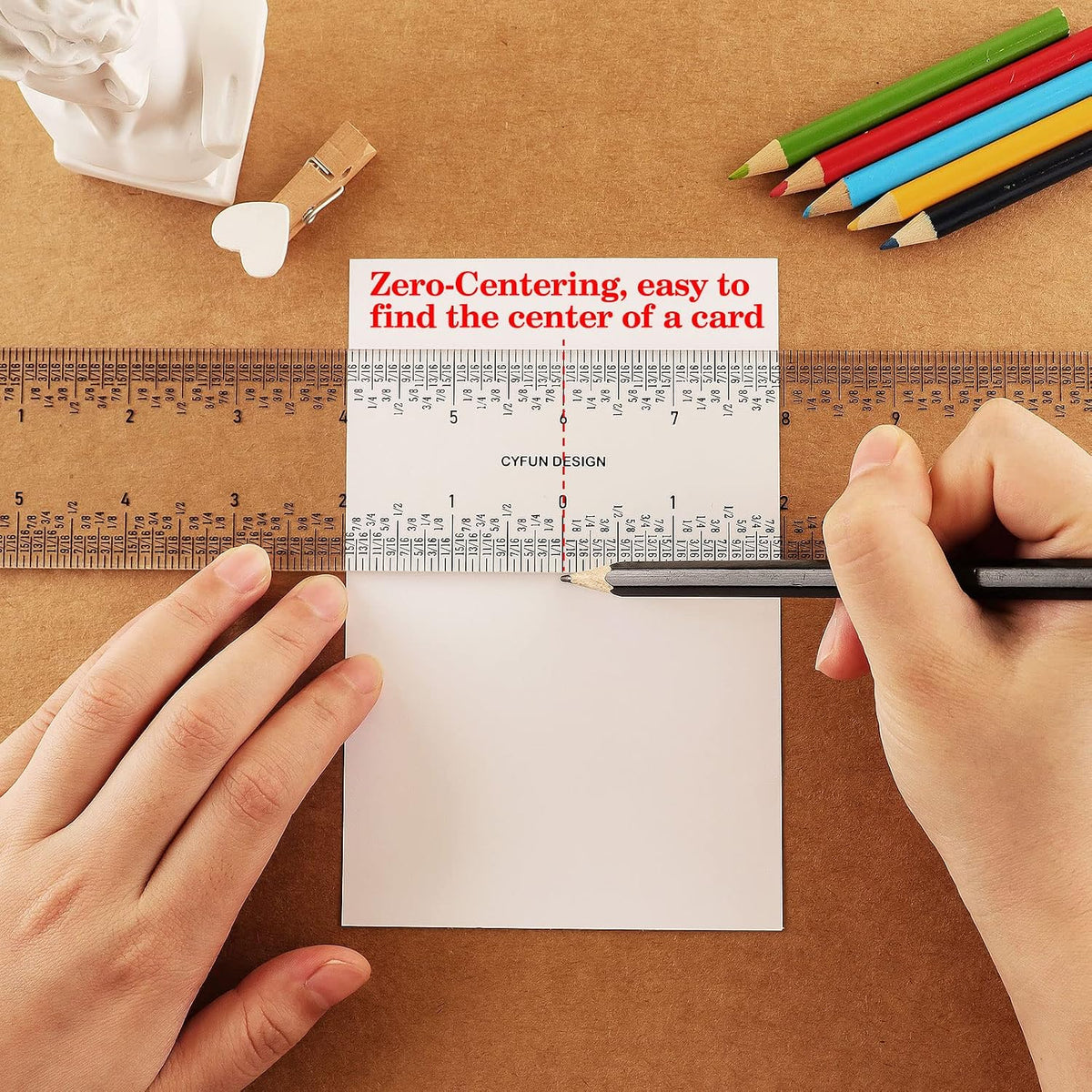 2 Pcs 12" / 30cm T Ruler and Zero-Centering on the Bottom and Standard 12 inch Measurements Ruler for Paper Crafting Card Making Drafting Drawing