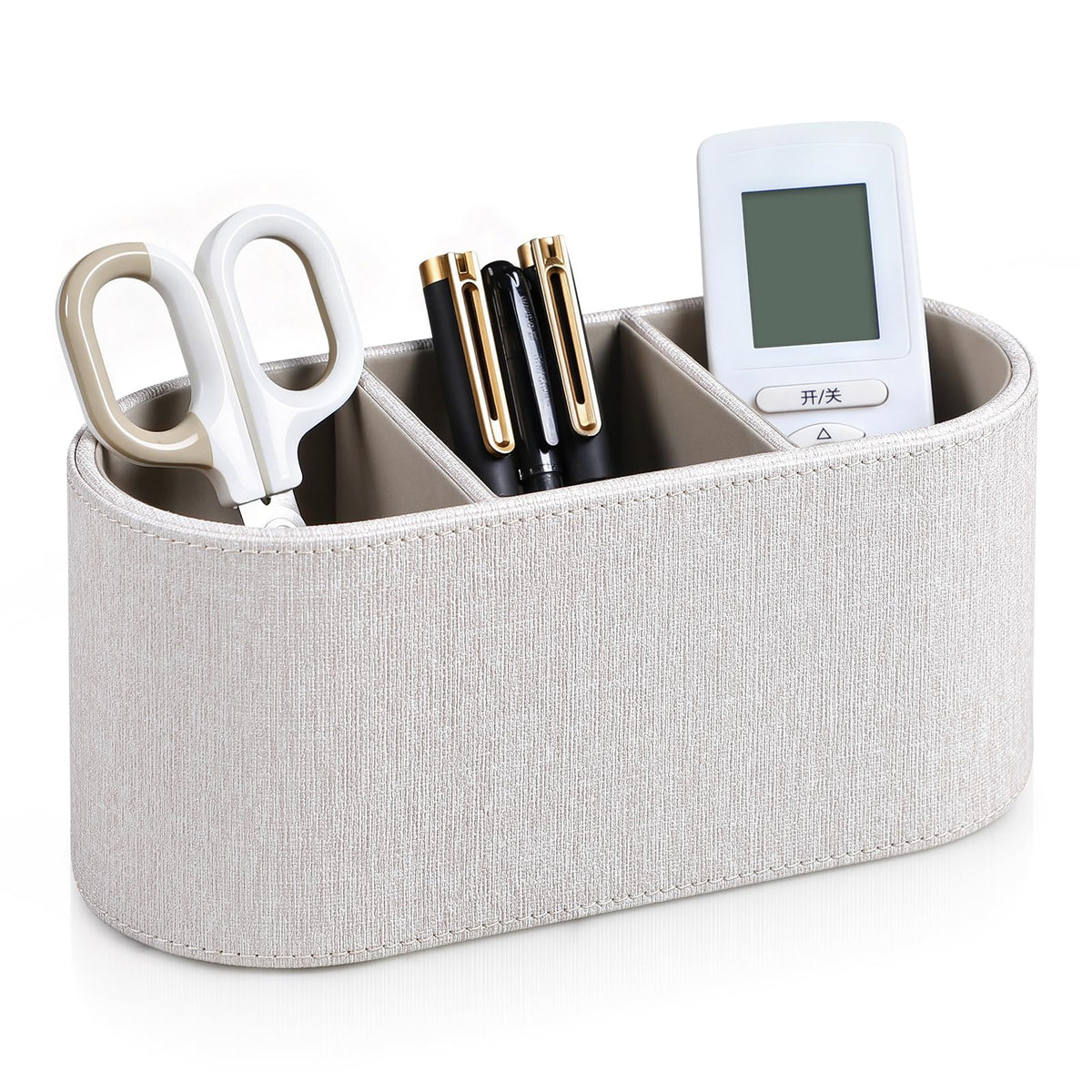 Remote Control Holder Pen Pencil Holder Desk Organizer Caddy(Beige)