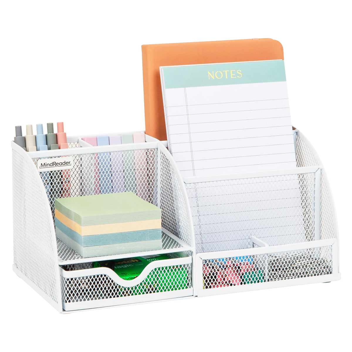 Mind Reader 7-Compartment Metal Mesh Desktop Organizer, Black