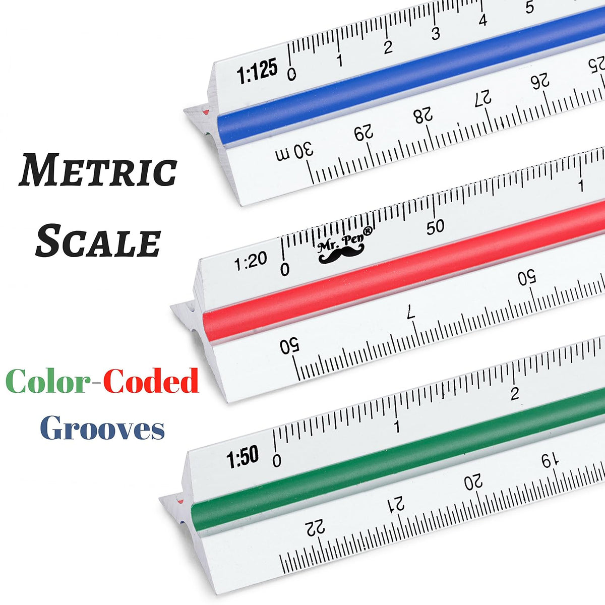 Mr. Pen- Metric Engineer Scale Ruler, Ruler, 12" Aluminum Scale Ruler