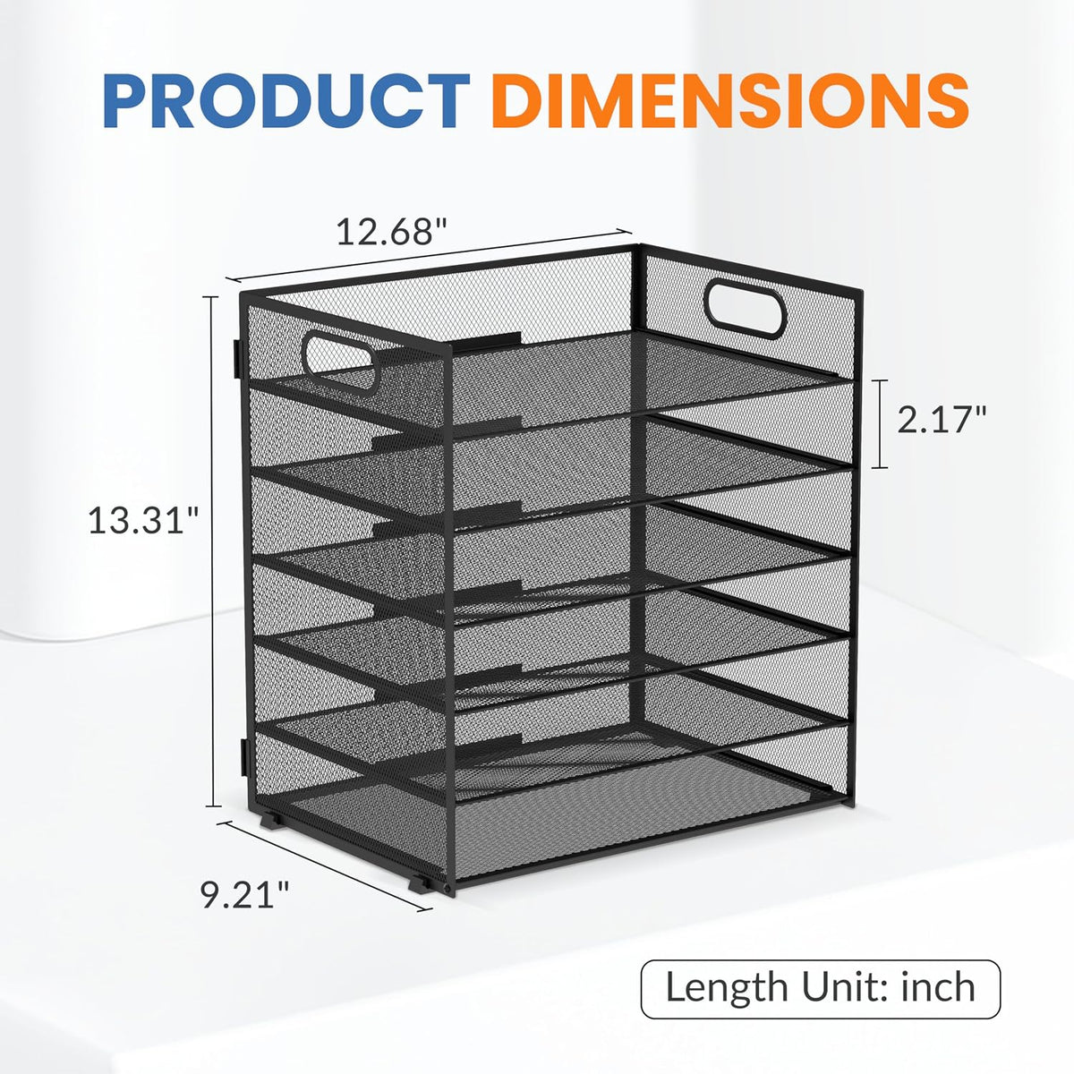 Daltack 6-Tier Paper Organizer for Desk with Handle, Black