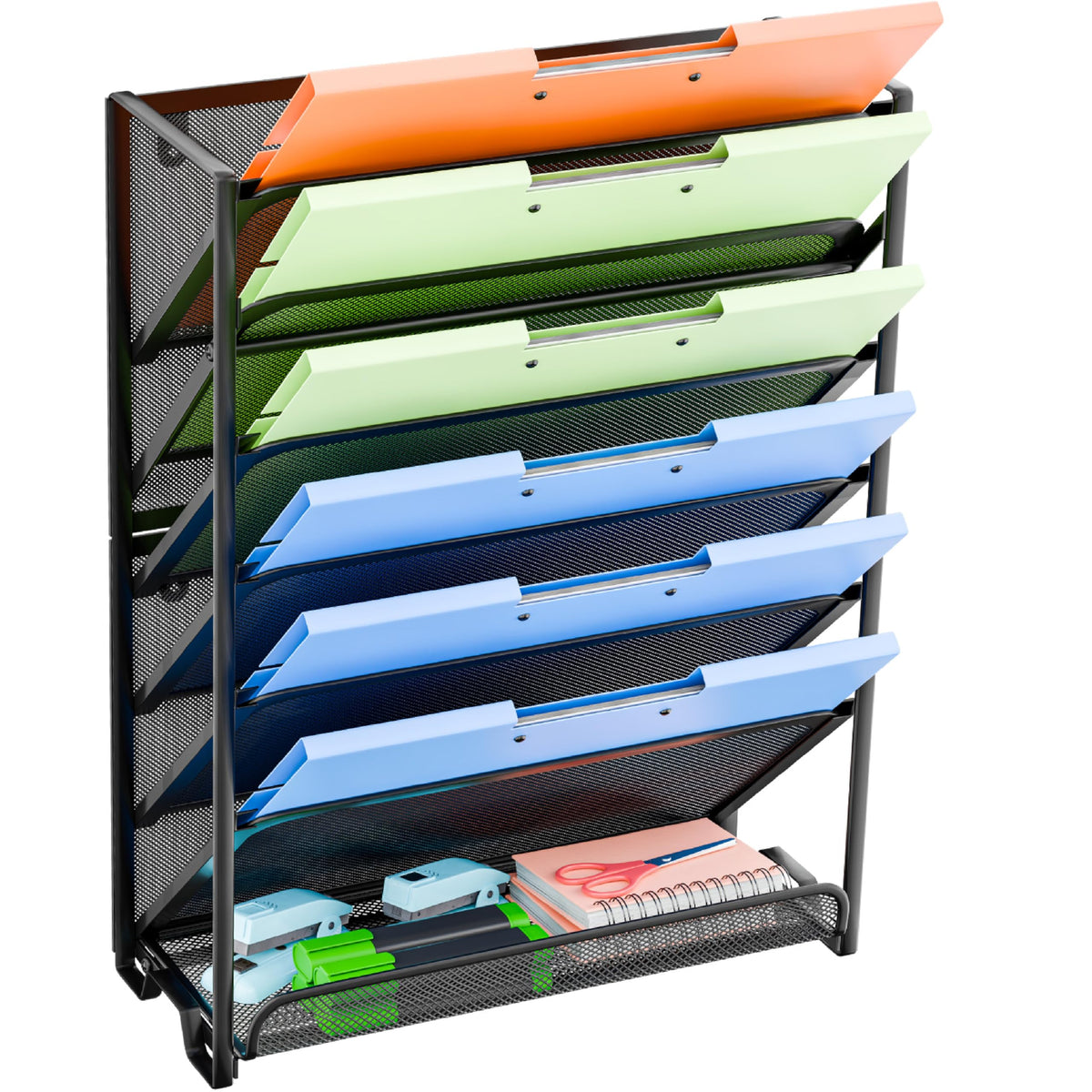 Simple Trending Wall File Organizer, 7-Tier Hanging File Organizer, Black