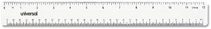 Universal Clear Plastic Ruler, Standard/Metric, 12" Long, 1/16 Graduations, 1 Count