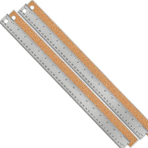 Metal Ruler 12 Inch, Non-Slip Cork Backing, Ink Bleed-Resistant Edge, 1 Pcs