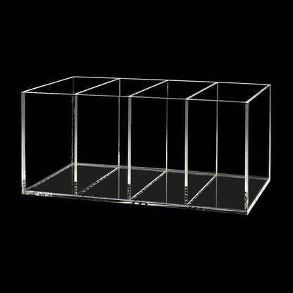 HSYMQ Acrylic Pen Holder 4 Compartments Clear Pencil Holder Organizer Makeup Brush Holder