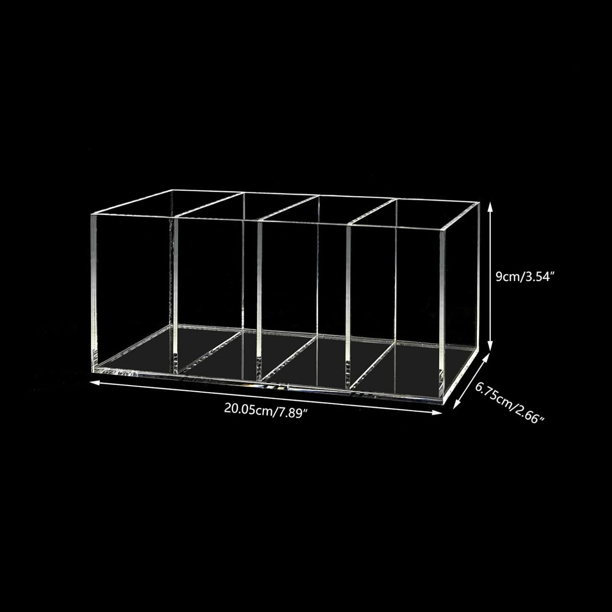 HSYMQ Acrylic Pen Holder 4 Compartments Clear Pencil Holder Organizer Makeup Brush Holder