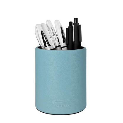 Leather Pen Holder, Brown Pencil Holder, Desktop Elegant Pen Holder for Desk, Stationery Organizer for School Office Home Dorm (3.3" x 3.3" x 4", Brown)