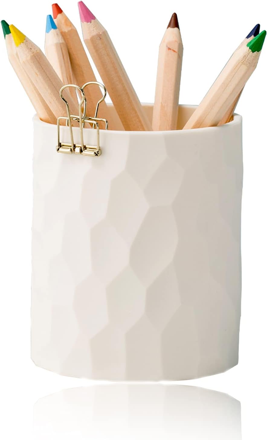 minimaliving Pen Holder,Nordic Style Silicone Waterproof Pencil Holder for Desk Simple&Modern Minimalist Makeup Organizer Multifunctional Office Supplies for Home,Kids and School(Beige)