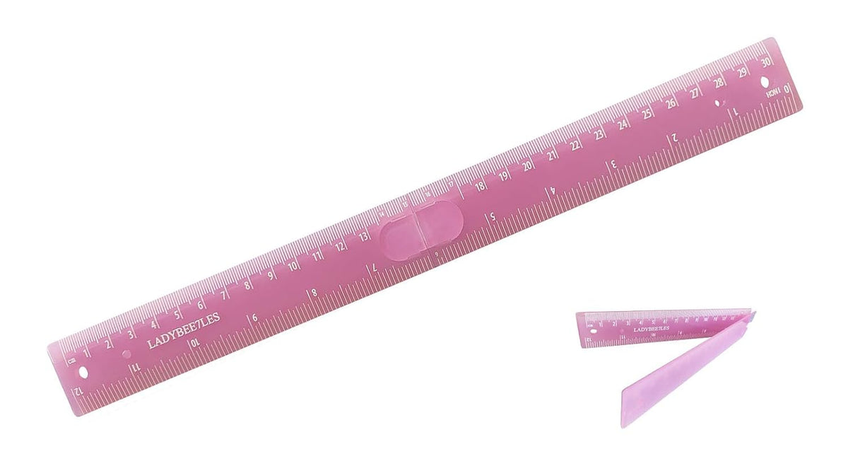 Innovative Design Folding Ruler Pack/1, unfolds to a Length of 30cm (12"), When Folded, it conveniently Reduces to a Compact Size of 15cm(6 "), Pink Ruler 12", Portable and Easy to Carry