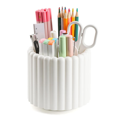 Desk Organizer, 360° Rotating Pen Holder for Desk, Pencil Cup with 7 Compartments Storage Box Caddy for Kids, Office, School, Home (Pink)