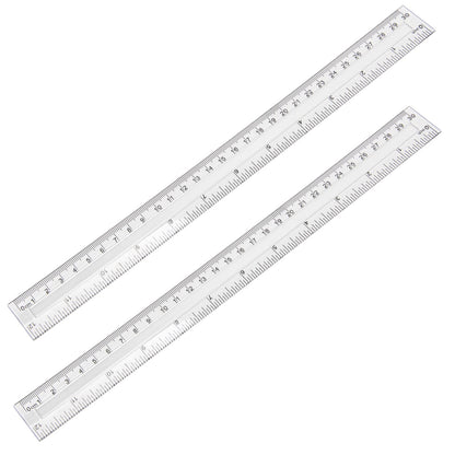2 Pack - 8 inch Clear Plastic Ruler Straight Shatterproof Transparent Rulers for Office Supply (Clear)