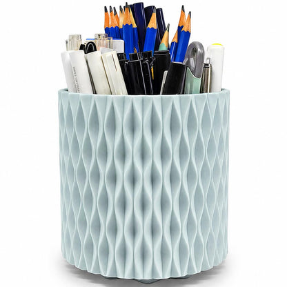 Lebenrich Rotating Pen Holder for Desk, Cute White Pencil Holder, Pen Cup