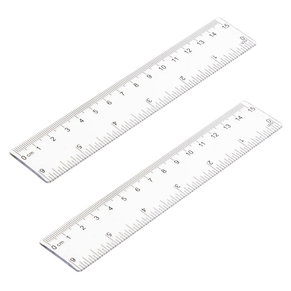 2 Pack - 8 inch Clear Plastic Ruler Straight Shatterproof Transparent Rulers for Office Supply (Clear)