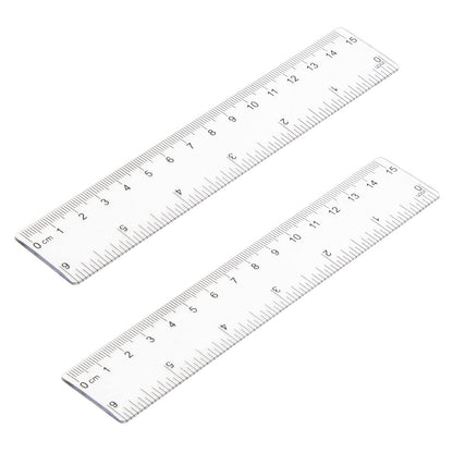 2 Pack - 8 inch Clear Plastic Ruler Straight Shatterproof Transparent Rulers for Office Supply (Clear)