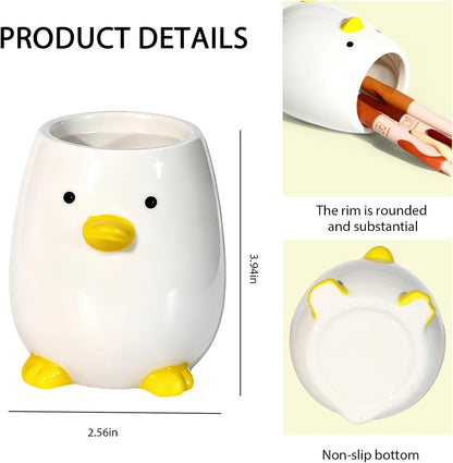 2Pcs Ceramic Desk Organizer Set, Pen Holder and Paper Clip Holder