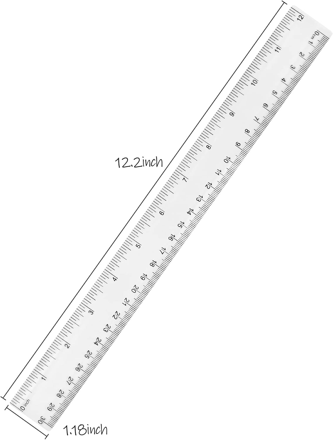 Unjoo Clear Plastic Ruler 12 Inch Straight Rulers, for School, Office, 2pcs
