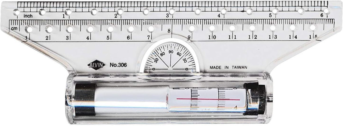 ALVIN 312 Rolling Parallel Ruler, 12 Inch, Clear Plastic Rolling Ruler with Inch and Metric Scales and Protractor for Drawing Parallel Lines, Circles, Angles and Arcs
