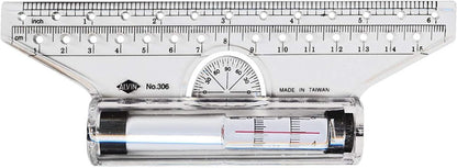 ALVIN 312 Rolling Parallel Ruler, 12 Inch, Clear Plastic Rolling Ruler with Inch and Metric Scales and Protractor for Drawing Parallel Lines, Circles, Angles and Arcs