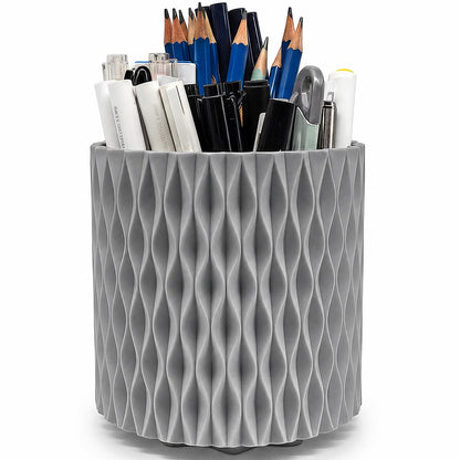 Lebenrich Rotating Pen Holder for Desk, Cute White Pencil Holder, Pen Cup