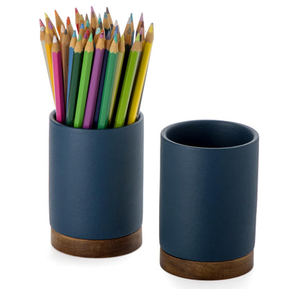 Ceramic Pen Holder for Desk, Pencil Cup, (Royal Blue, Set / 1)