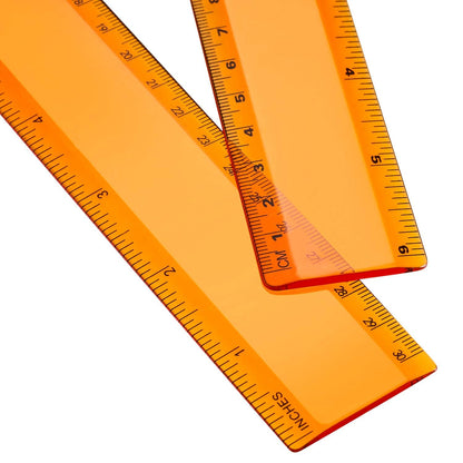 EBOOT 2 Pack Plastic Ruler Straight Clear Measuring Tool, Green, 12 Inch