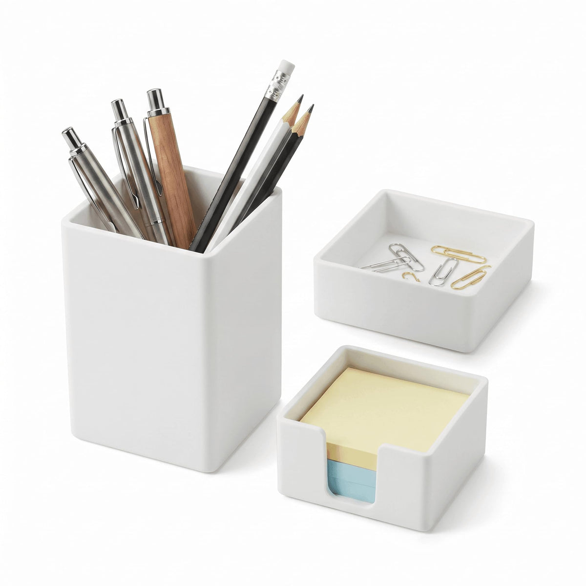 Silicone Pen & Pencil Holder Set, 3-Piece Desk Organizer, Black