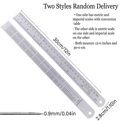 Metric Ruler,Ruler 12 Inch,Metal Steel Ruler for Home Office Study 1 Psc