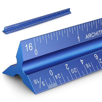1 Pack 12" Architectural Scale Ruler Triangular Ruler, Color-Coded
