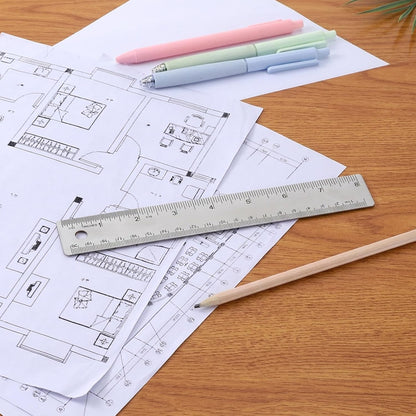 Metal Ruler 8 Inch - Stainless Steel Metal Ruler with Cork Backing Non-Slip Rulers with Inch and Centimeters Straight Edge Cork Base Rulers for School Office Drawing Office Drafting Tools