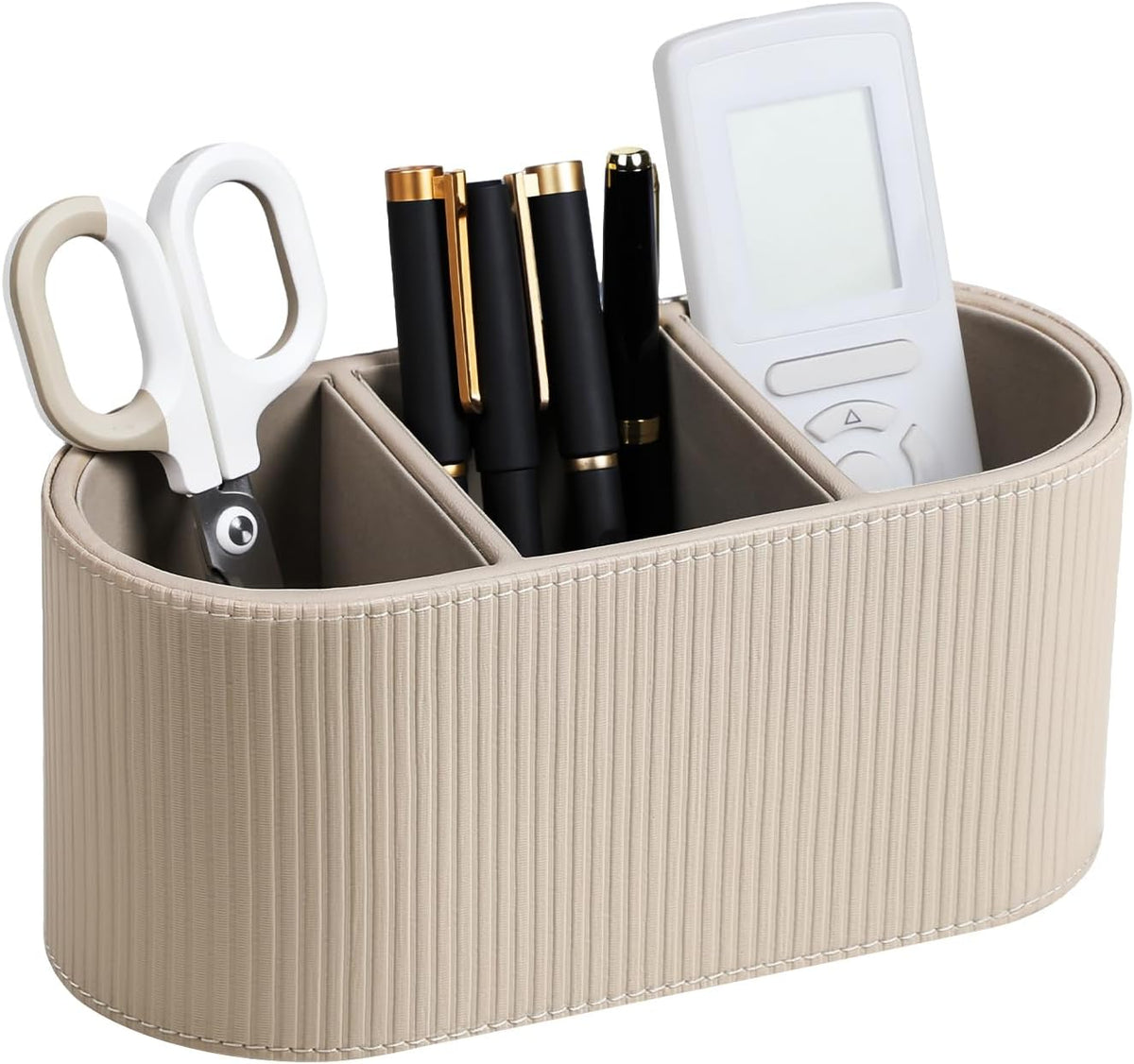 Remote Control Holder Pen Pencil Holder Desk Organizer Caddy(Beige)