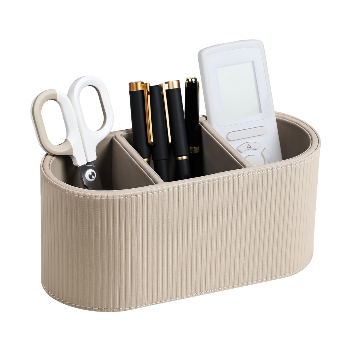Remote Control Holder Pen Pencil Holder Desk Organizer Caddy(Beige)