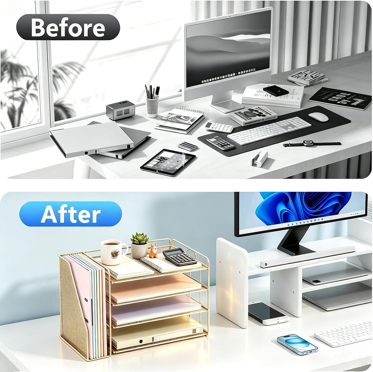 gianotter 4-Tier Paper Organizer With Magazine Holder